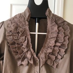 New Bcbgmaxazria Layered Eyelet Ruffled Cotton Blouse